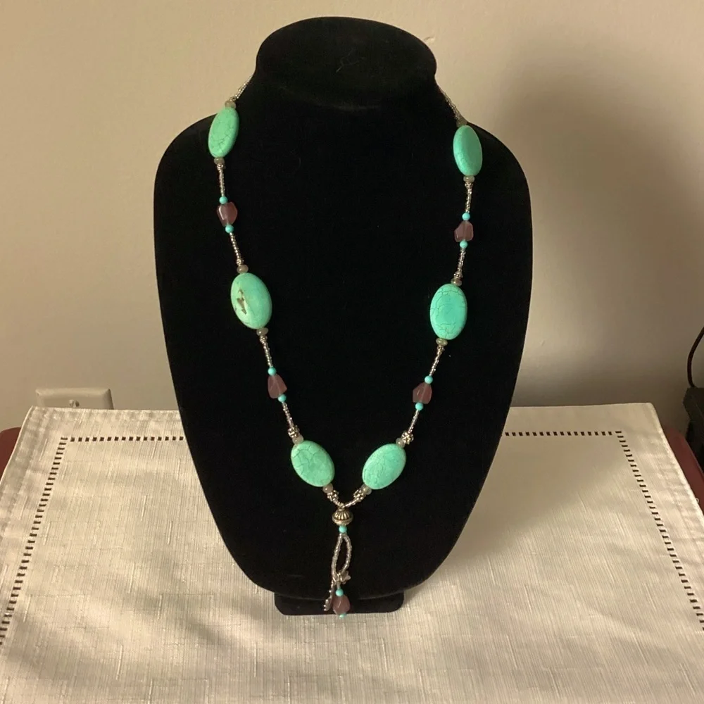 Turquoise Color Silver Tone Necklace